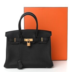 Hermes Birkin 30 Bag Black Togo with Rose Gold Hardware B30 Handbag Authentic